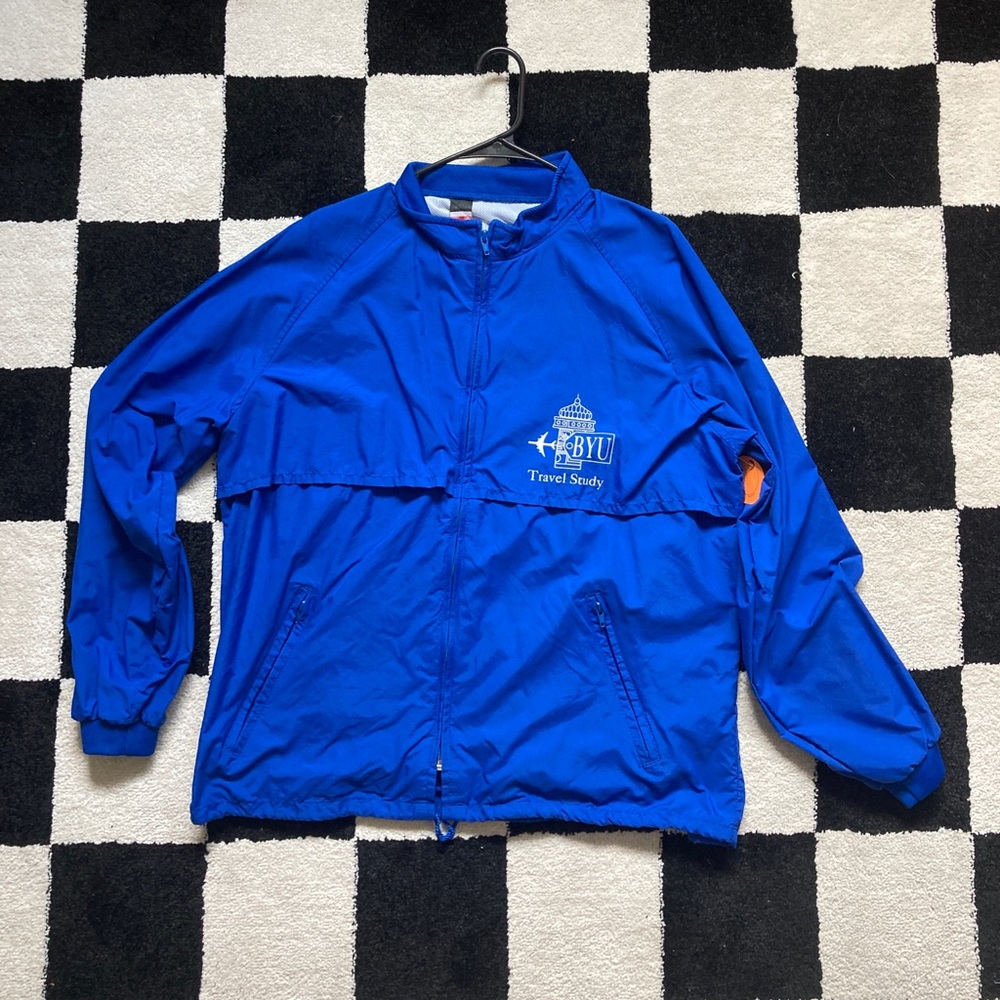 Vintage BYU blue windbreaker